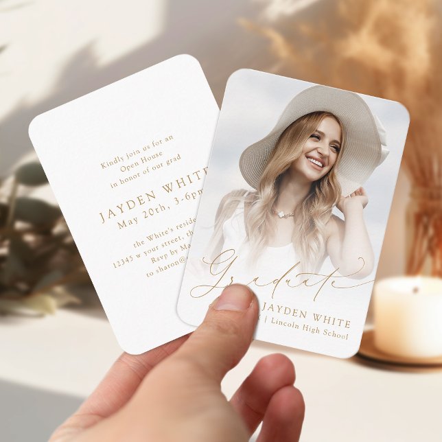 Mini Modern Chic Script Photo Graduation Invite (Mini Modern Chic Script Photo Graduation Invite)