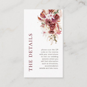 Mini Modern Dusty Rosewood QR Wedding Details  Enclosure Card