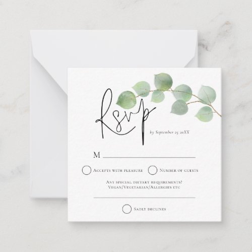 MINI Modern Eucalyptus Wedding RSVP Enclosures Note Card