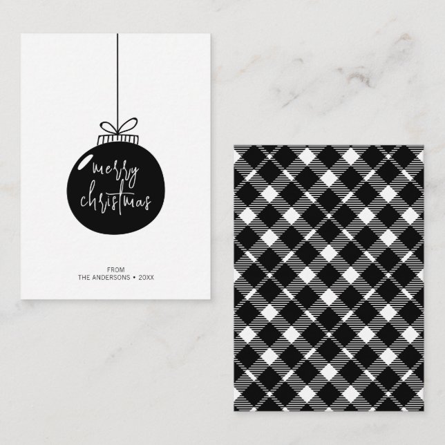 Mini Modern Merry Christmas Ornament Holiday Note Card (Front/Back)