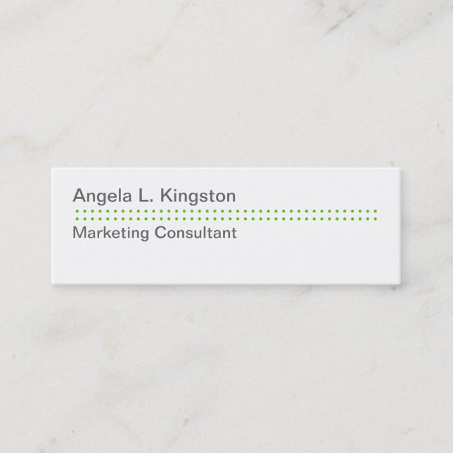 Mini modern micro dot apple green gray custom business card (Front)