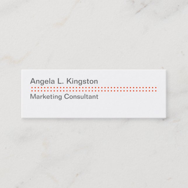 Mini modern micro dot cheery red gray custom mini business card (Front)