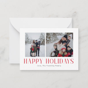 MINI Modern & Minimal Happy Holidays 2 Photo Red Note Card