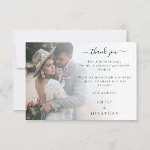 Mini Modern Photo Overlay Wedding Thank You   Note Card