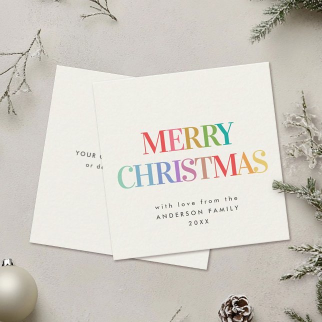 Mini Modern Rainbow Merry Christmas Note Card (Creator Uploaded)