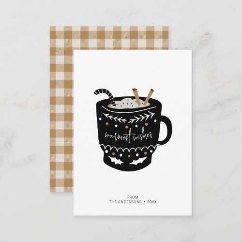 Mini Modern Warmest Wishes Hot Cocoa Holiday Note Card