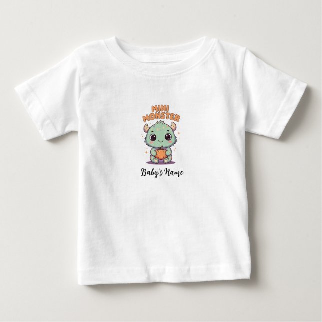 Mini Monster Personalized Baby Halloween T-shirt (Front)