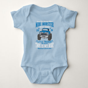 Mini Monster Truck Manic Little Trucker Boy Baby Baby Bodysuit