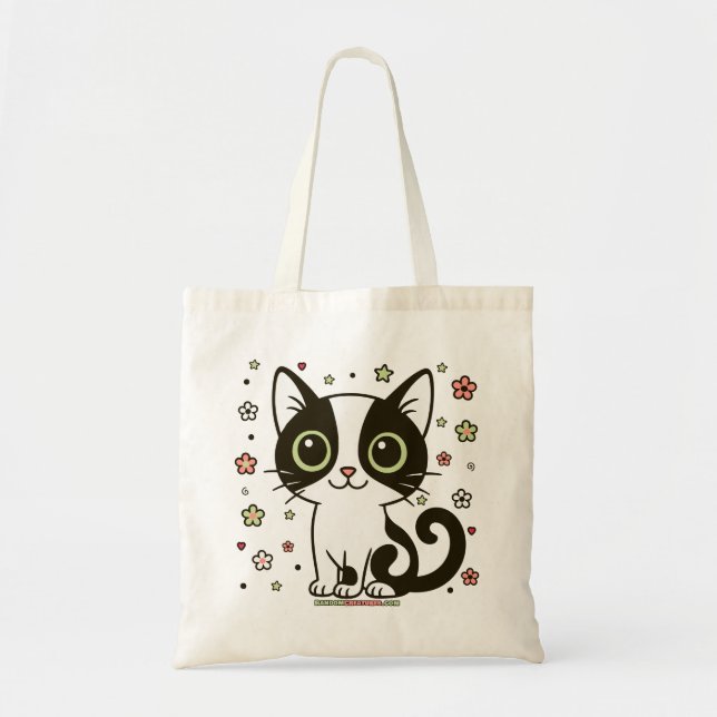 Mini Moo Floral Cat Tote Bag (Front)