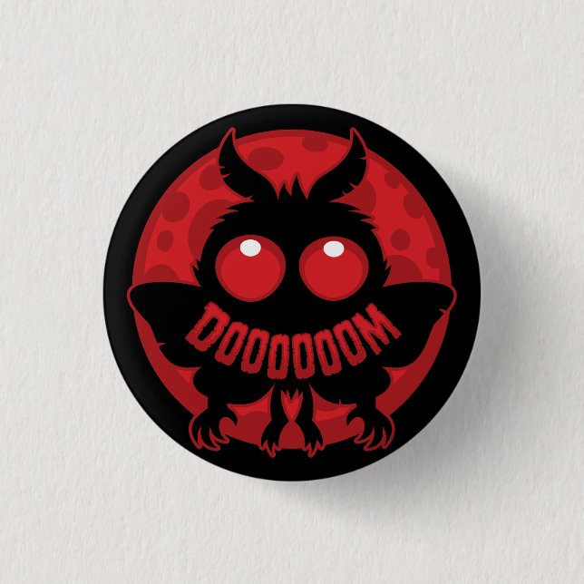 Mini Moonlit Mothman of DOOOOOOM Button (Front)