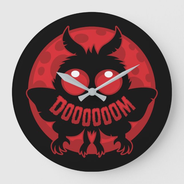 Mini Moonlit Mothman of DOOOOOOM Large Clock (Front)