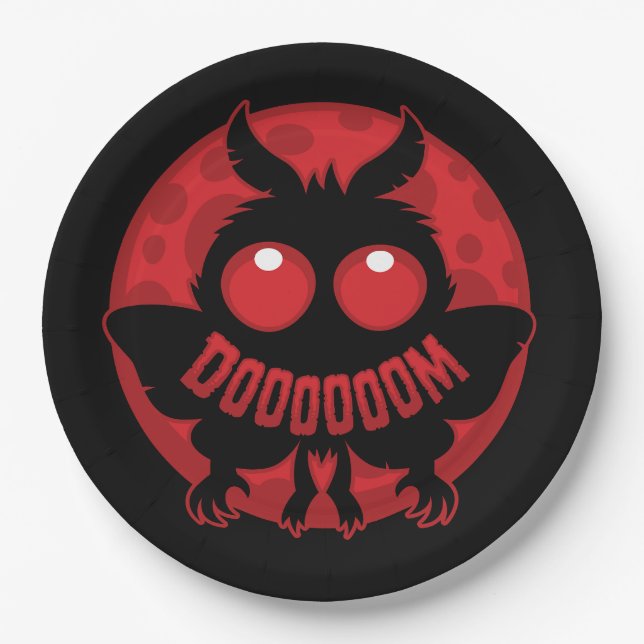 Mini Moonlit Mothman of DOOOOOOM Paper Plates (Front)