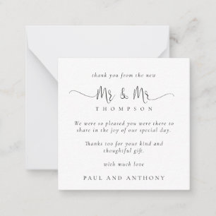 MINI Mr Mr Stylish Script Wedding Thank You Note Card
