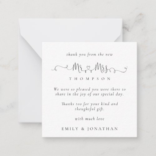 MINI Mr Mrs Rings Script Wedding Thank You Note Card