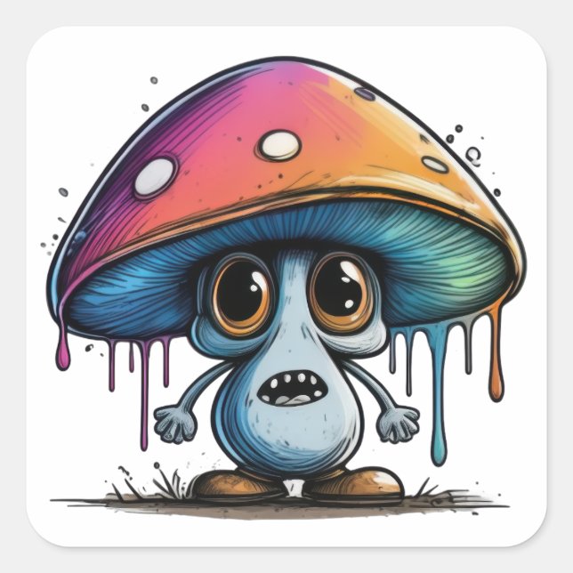Mini Mushroom Minion Square Sticker (Front)