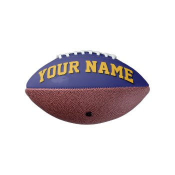 Mini Navy Blue And Gold Personalized Football by MINI_FOOTBALLS at Zazzle