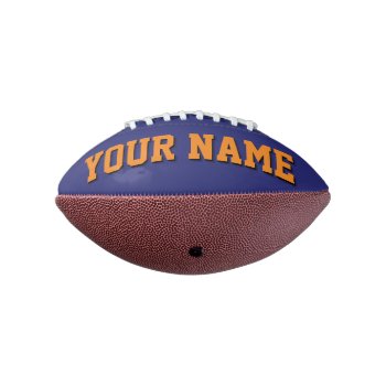 Mini Navy Blue And Orange Personalized Football by MINI_FOOTBALLS at Zazzle