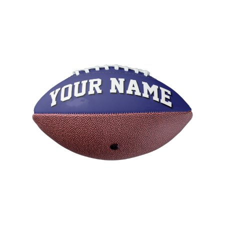 Mini Navy Blue And White Personalized Football