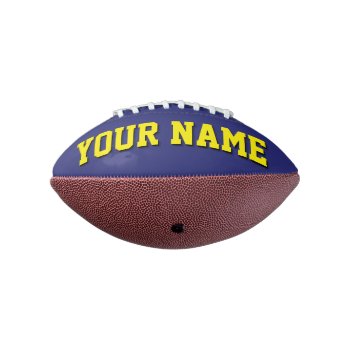 Mini Navy Blue And Yellow Personalized Football by MINI_FOOTBALLS at Zazzle