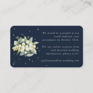 Mini Navy Snowberry+Eucalyptus Wedding Online RSVP Enclosure Card
