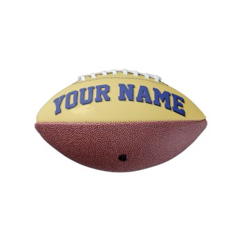 Mini Old Gold And Blue Personalized Football by MINI_FOOTBALLS at Zazzle