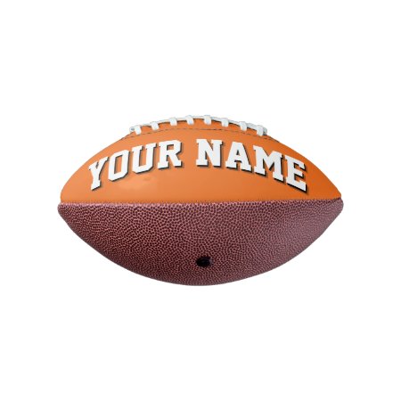 Mini Orange And White Personalized Football