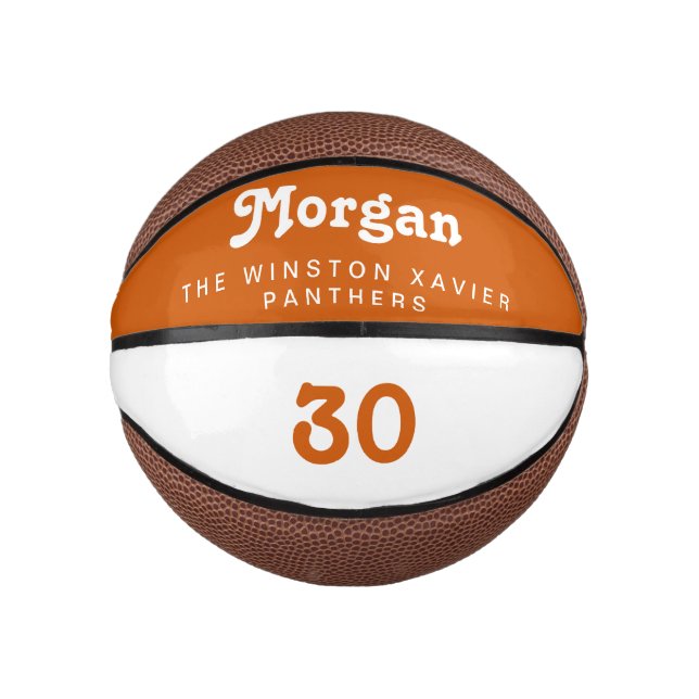 Mini Orange Custom basketball team name Number (Front)