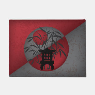 Mini pagoda bamboo moon red doormat