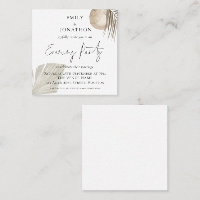 MINI | Pampas Grass Wedding Evening Party Invite (Front/Back)
