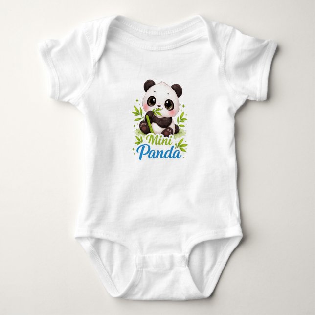 Mini Panda Baby Bodysuit – Cute Panda Cub with Bam (Front)