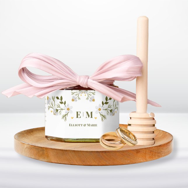 Mini Party Favor - Edible Custom Wedding Label Honey Jar Favors (Wedding Guest Gift Favors - Mini Honey )