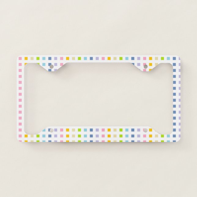 Mini Pastel Rainbow Squares License Plate Frame (Front)