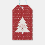 Mini Pattern Festive Red &amp; White Christmas Gift Tags
