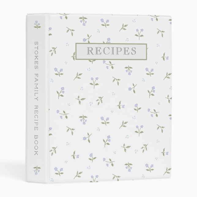 Mini Personalized Recipe Binder Purple Floral (Front/Spine)