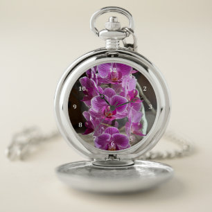 Mini Phalaenopsis Sogo Vivien Purple Orchid Flower Pocket Watch