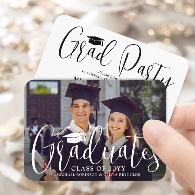 Mini Photo Joint Graduation Party Invitation Card (Creator Uploaded)