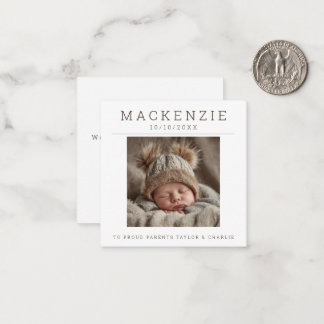 MINI Photo New Baby Photo Personalized 2 sided Note Card
