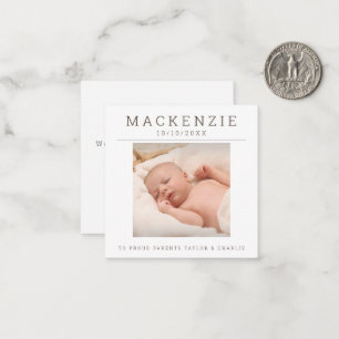 MINI Photo New Baby Photo Personalized 2 sided Note Card