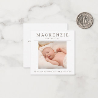 MINI Photo New Baby Photo Personalized 2 sided Note Card