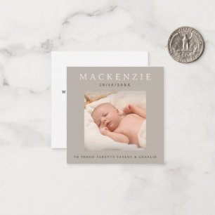 Mini Photo New Baby Photo Personalized 2 sided Note Card