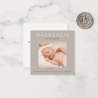 Mini Photo New Baby Photo Personalized 2 sided Note Card