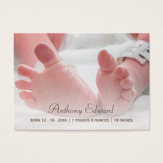 Mini Photo Newborn Baby Feet Birth Announcements (Front)