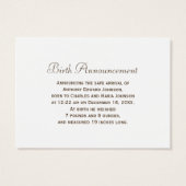 Mini Photo Newborn Baby Feet Birth Announcements (Back)