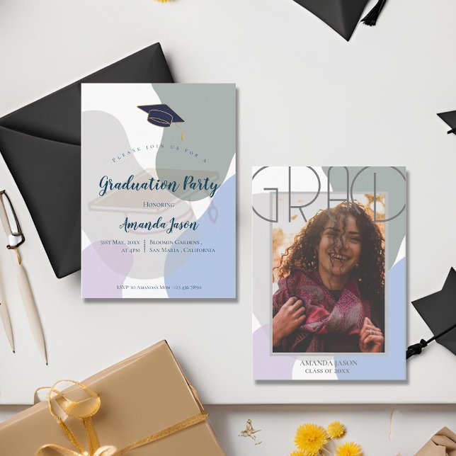 Mini Photo Pastel Cute 2026 Graduation Invitation (Mini Photo Pastel Cute 2025 Graduation Invitation)