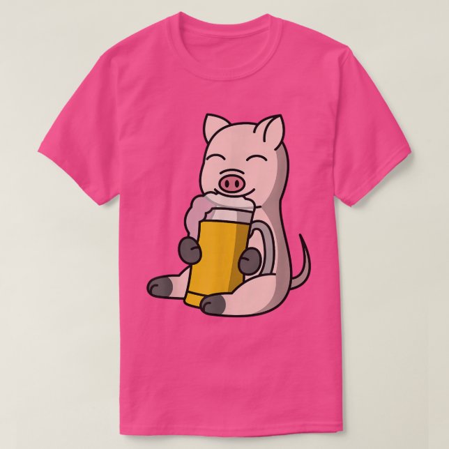 Mini Pig Drinking Beer Pet  T-Shirt (Design Front)