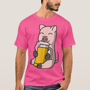 Mini Pig Drinking Beer Pet T-Shirt