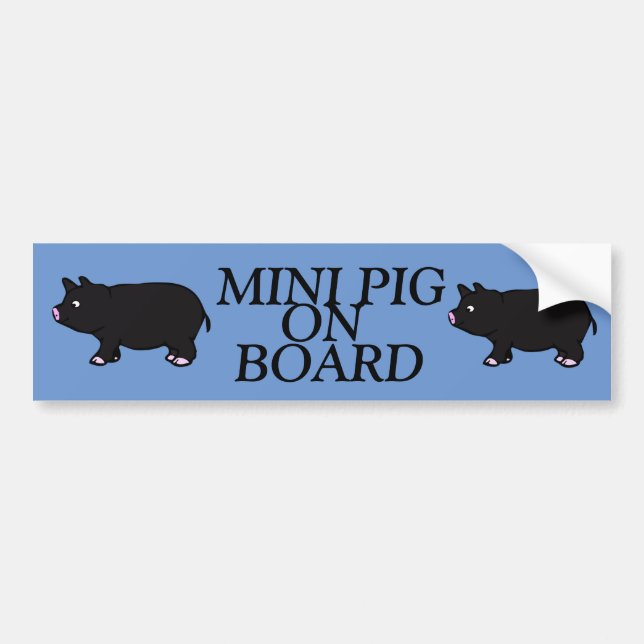 MINI PIG ON BOARD, Black Mini Pig Bumper Sticker (Front)