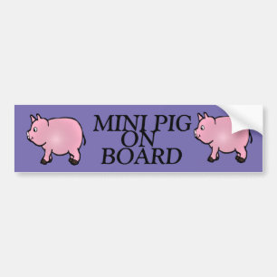 MINI PIG ON BOARD, Pink Mini Pig Bumper Sticker
