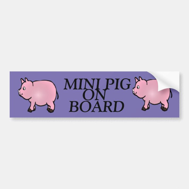 MINI PIG ON BOARD, Pink Mini Pig Bumper Sticker (Front)