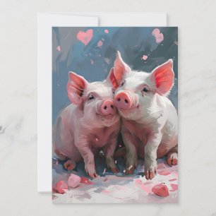 Mini pigs Valentine's day Holiday Card